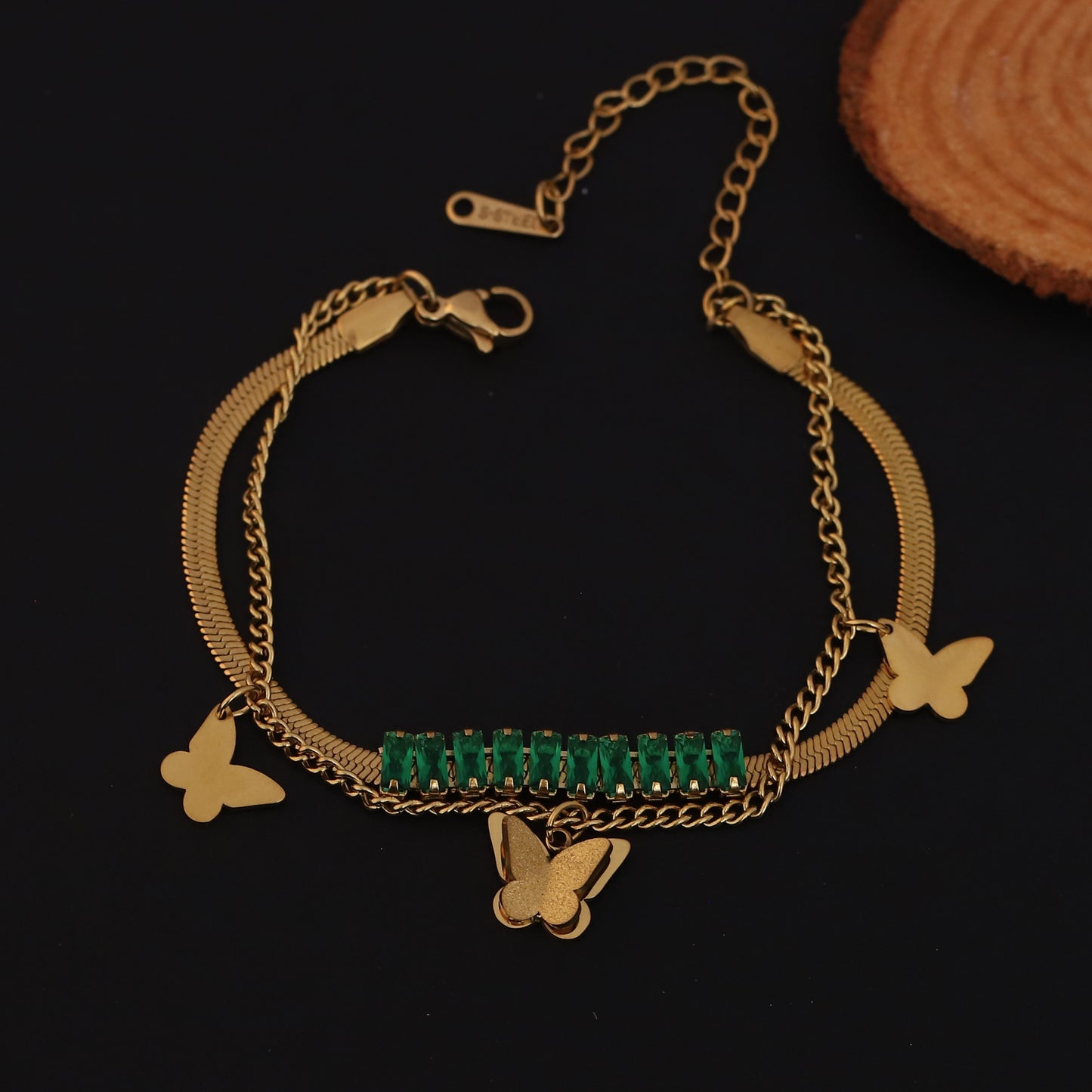 Aurya Butterfly Charm Dual-Chain Bracelet