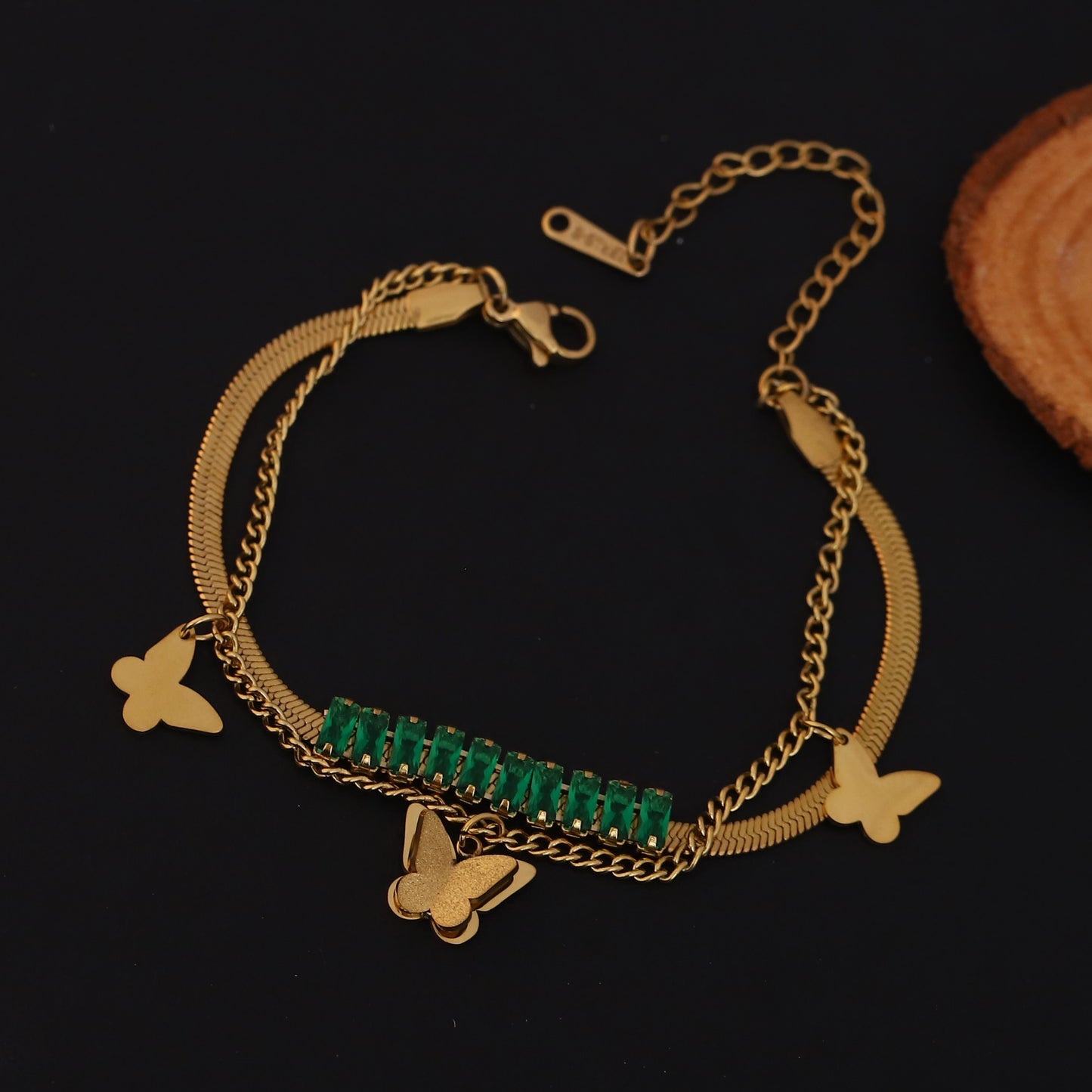 Aurya Butterfly Charm Dual-Chain Bracelet