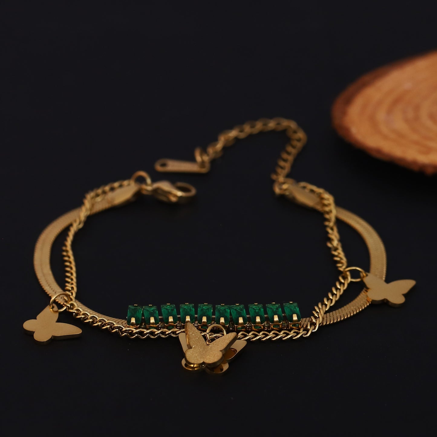 Aurya Butterfly Charm Dual-Chain Bracelet