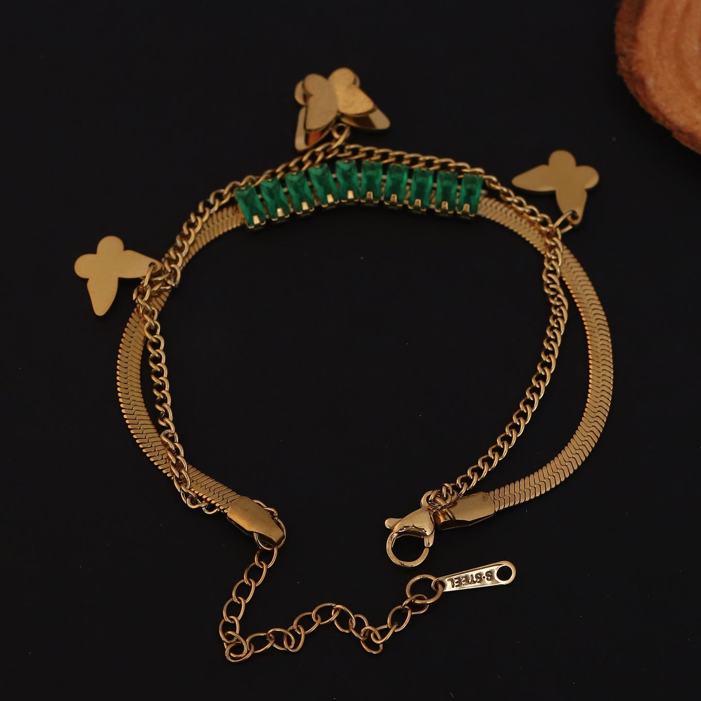 Aurya Butterfly Charm Dual-Chain Bracelet