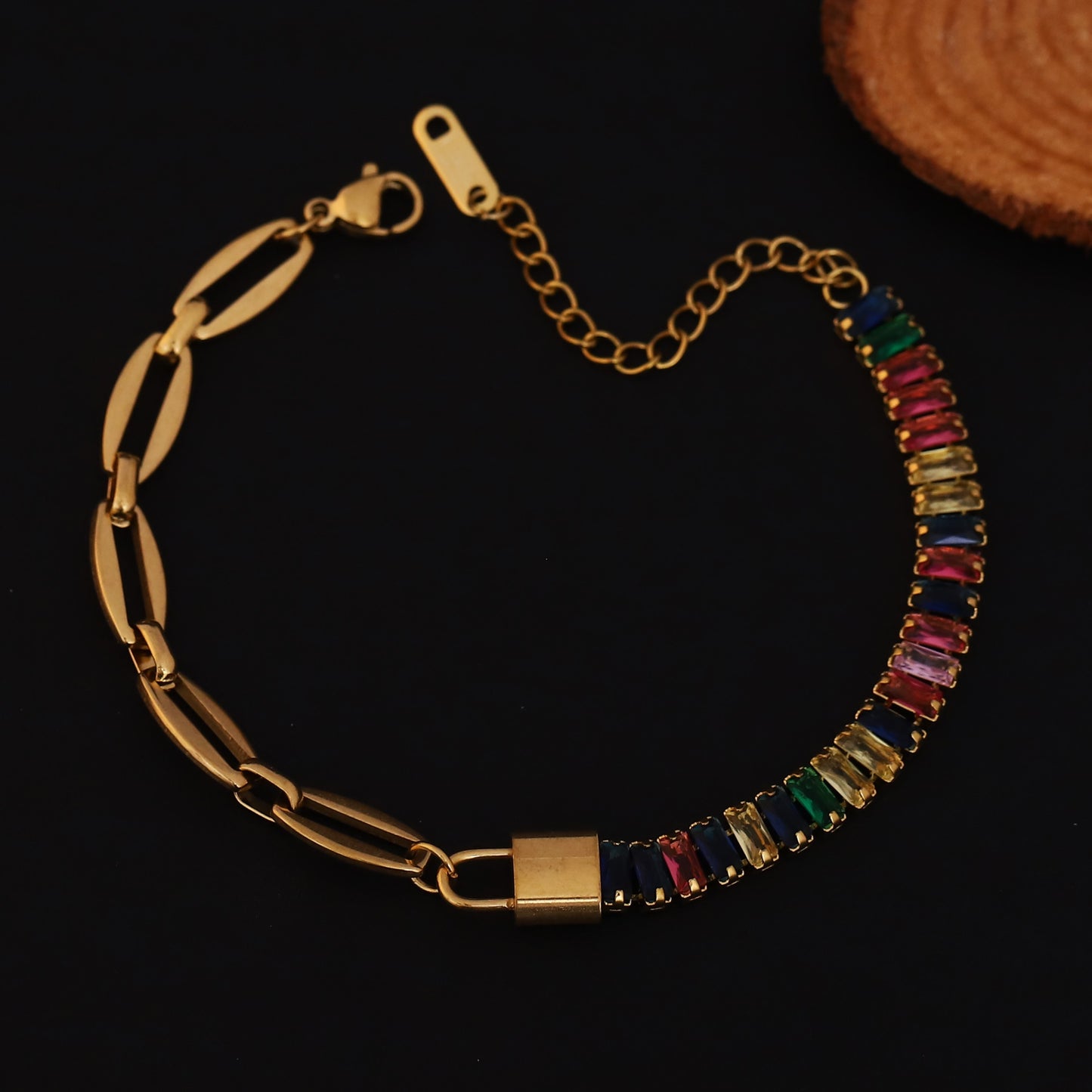 Aurya Luxe Multi-Stone 22K Gold-Plated Bracelet