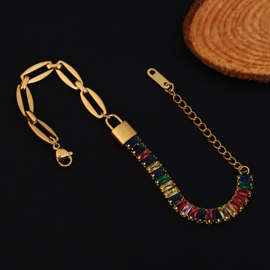 Aurya Luxe Multi-Stone 22K Gold-Plated Bracelet