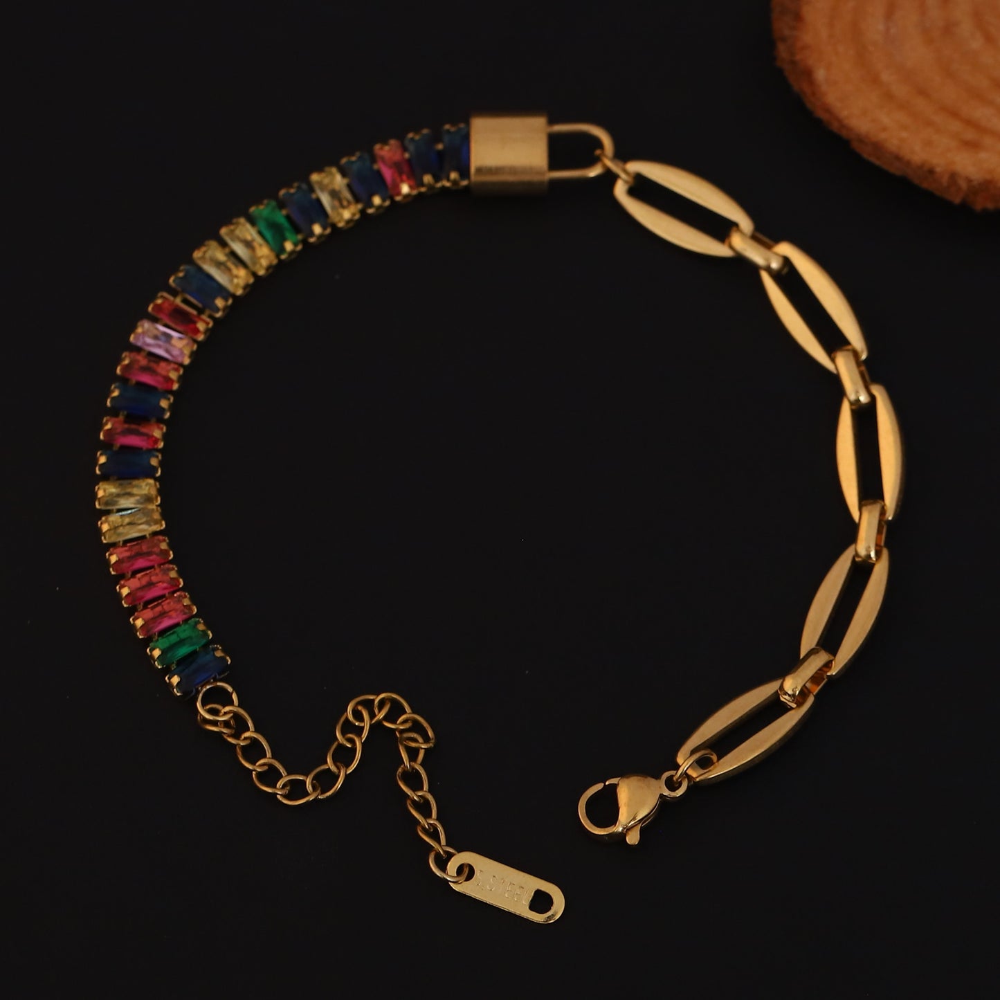 Aurya Luxe Multi-Stone 22K Gold-Plated Bracelet